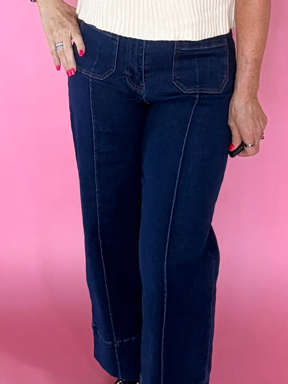 Straight-Up Wide-Leg Dark Denim