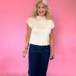Ecru Essentials Mock Neck Top