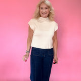 Ecru Essentials Mock Neck Top