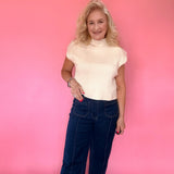 Ecru Essentials Mock Neck Top