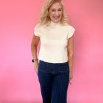 Ecru Essentials Mock Neck Top