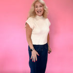 Ecru Essentials Mock Neck Top