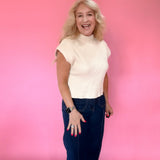 Ecru Essentials Mock Neck Top