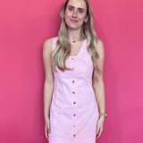 Strawberry Fields Button-Front Mini Dress in Pink - Shabby 2 Chic Boutiques
