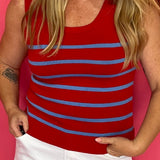 Stripe Sleeveless Sweater Knit Top