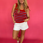 Stripe Sleeveless Sweater Knit Top