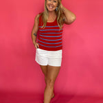 Stripe Sleeveless Sweater Knit Top