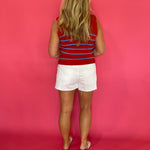 Stripe Sleeveless Sweater Knit Top