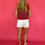 Stripe Sleeveless Sweater Knit Top