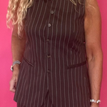 Stripe it Lucky Longline Vest in Brown