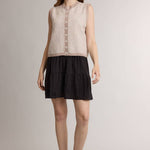Striped Button Front Sleeveless Sweater Vest