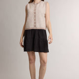 Striped Button Front Sleeveless Sweater Vest