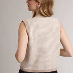 Striped Button Front Sleeveless Sweater Vest