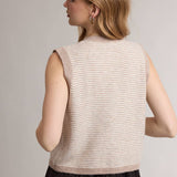 Striped Button Front Sleeveless Sweater Vest
