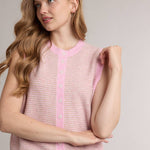 Striped Button Front Sleeveless Sweater Vest
