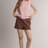 Striped Button Front Sleeveless Sweater Vest