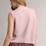 Striped Button Front Sleeveless Sweater Vest