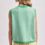 Striped Button Front Sleeveless Sweater Vest