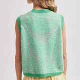 Striped Button Front Sleeveless Sweater Vest