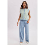 Striped Button Front Sleeveless Sweater Vest