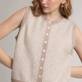Striped Button Front Sleeveless Sweater Vest
