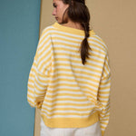 Striped Crewneck Sweater with a  Relaxed Fit in Yellow - Shabby 2 Chic Boutiques