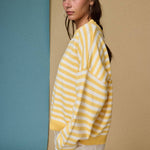 Striped Crewneck Sweater with a  Relaxed Fit in Yellow - Shabby 2 Chic Boutiques