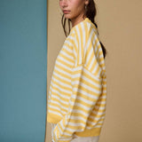Striped Crewneck Sweater with a  Relaxed Fit in Yellow - Shabby 2 Chic Boutiques