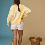 Striped Crewneck Sweater with a  Relaxed Fit in Yellow - Shabby 2 Chic Boutiques