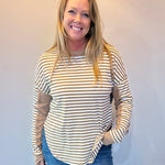 Striped Harmony Patchwork Blouse in Khaki