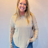 Striped Harmony Patchwork Blouse in Khaki