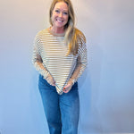 Striped Harmony Patchwork Blouse in Khaki