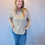 Striped Harmony Patchwork Blouse in Khaki