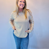 Striped Harmony Patchwork Blouse in Khaki