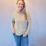 Striped Harmony Patchwork Blouse in Khaki