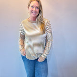 Striped Harmony Patchwork Blouse in Khaki