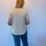 Striped Harmony Patchwork Blouse in Khaki