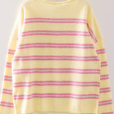 Striped Henley Button Oversized Sweater