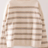Striped Henley Button Oversized Sweater