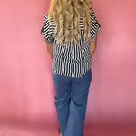 Striped Lightweight Woven Top - Navy