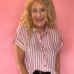 Striped Lightweight Woven Top - Pink