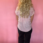 Striped Lightweight Woven Top - Pink