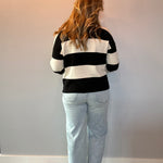 Striped Sweater With Polo Collar Detailing