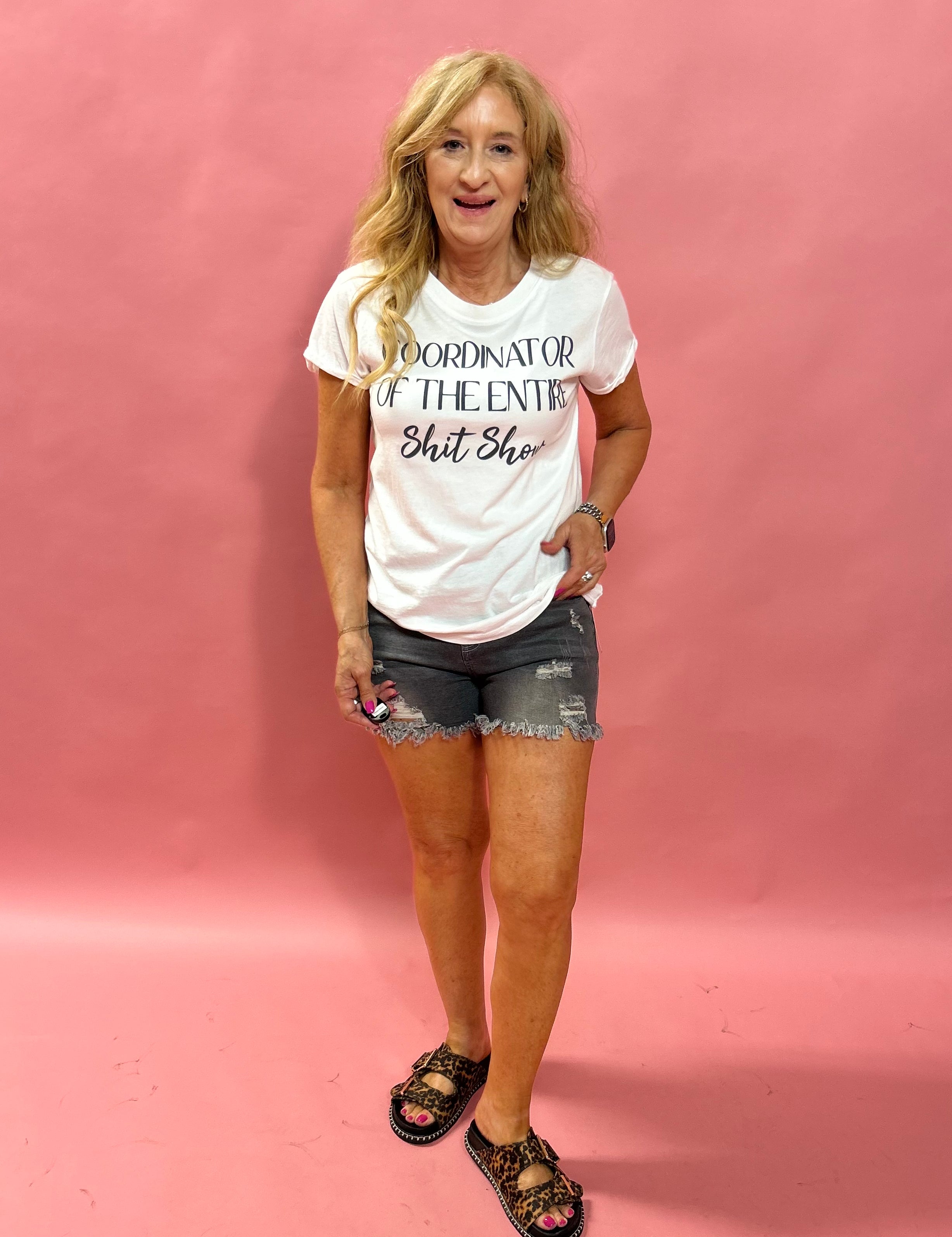 Summer Edge High-Rise Denim Shorts in Grey