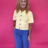Sunlit Stitch Short Sleeve Knit Jacket in Yellow - Shabby 2 Chic Boutiques