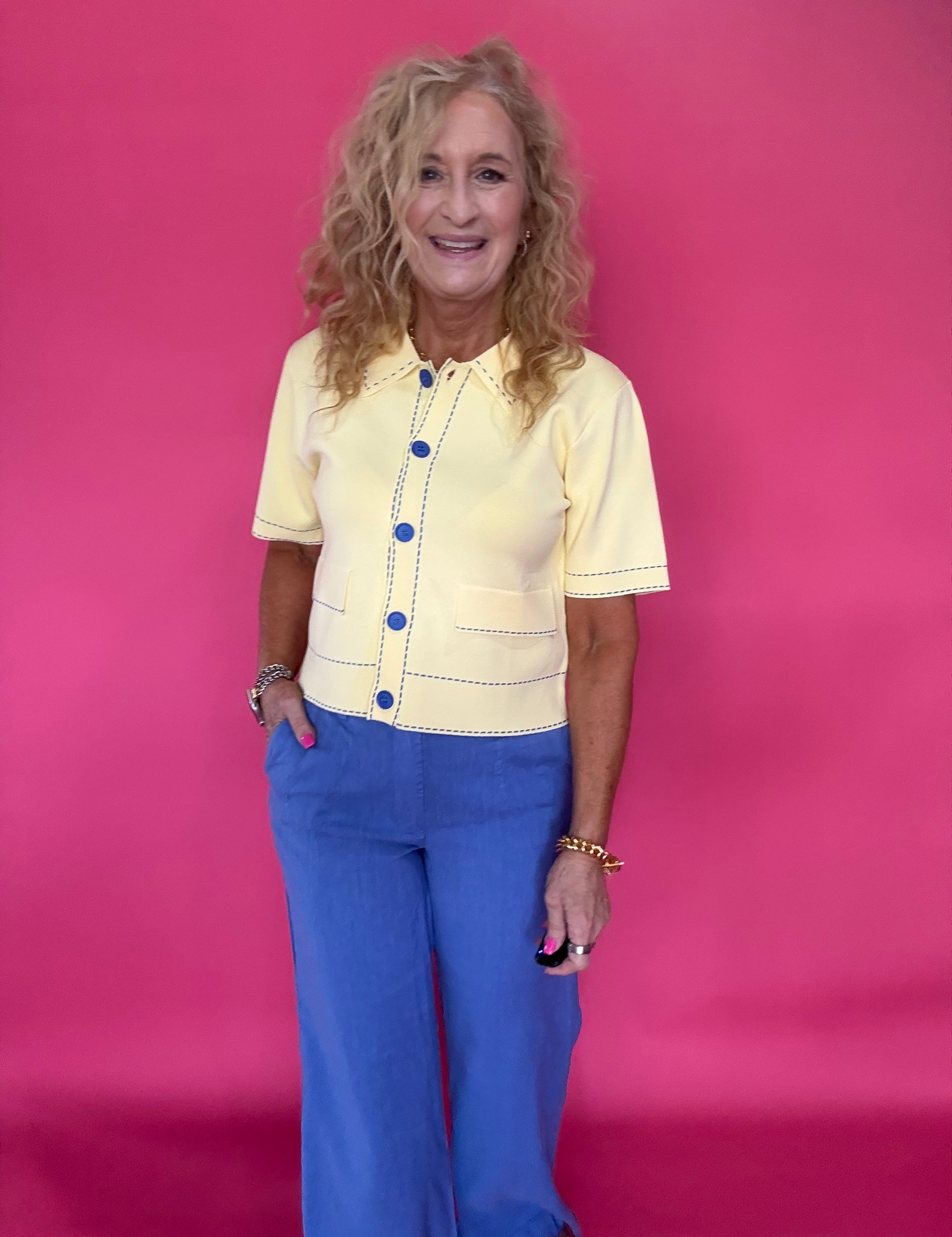 Sunlit Stitch Short Sleeve Knit Jacket in Yellow - Shabby 2 Chic Boutiques