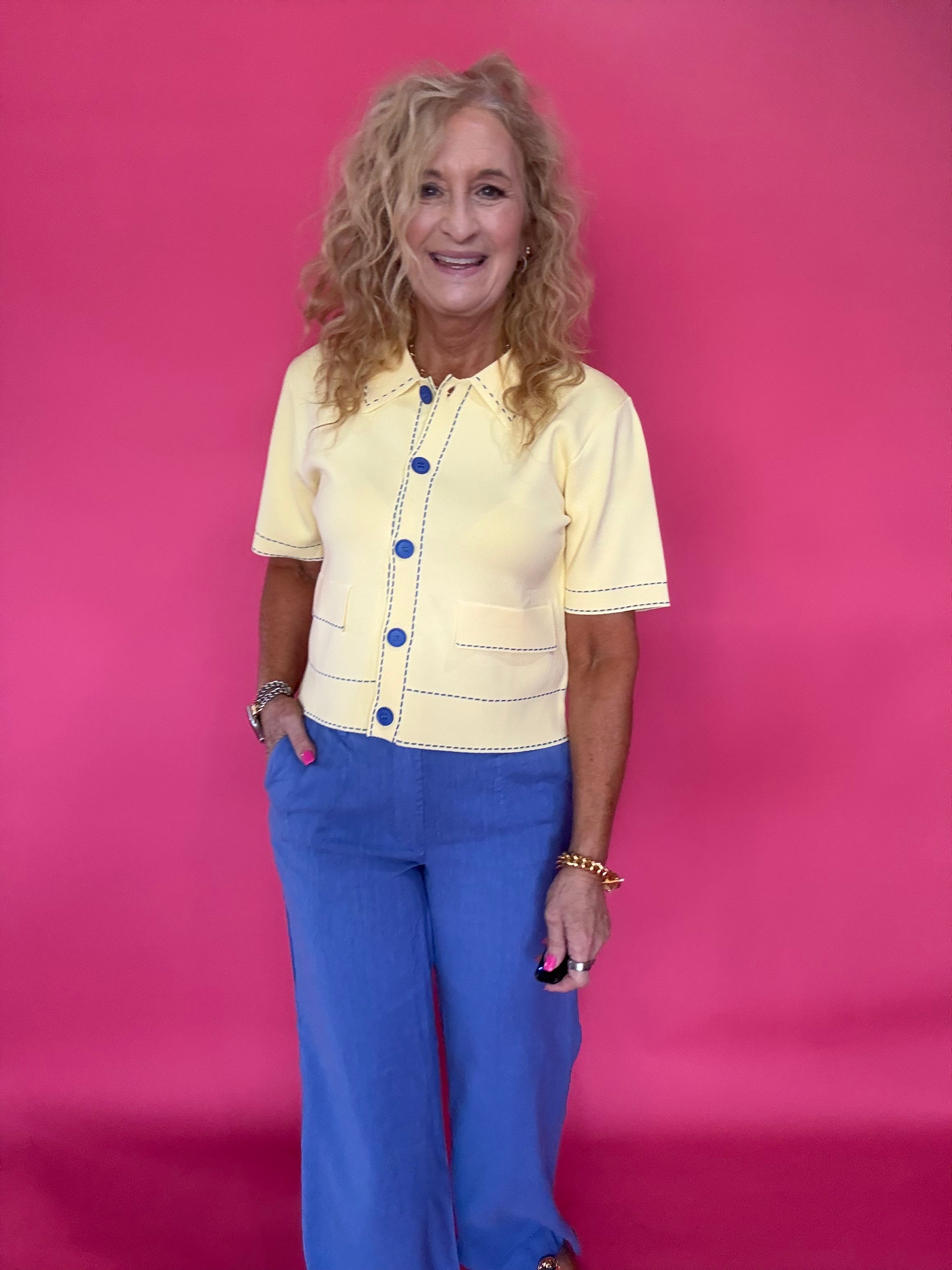 Sunlit Stitch Short Sleeve Knit Jacket in Yellow - Shabby 2 Chic Boutiques