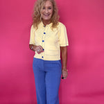 Sunlit Stitch Short Sleeve Knit Jacket in Yellow - Shabby 2 Chic Boutiques