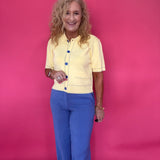 Sunlit Stitch Short Sleeve Knit Jacket in Yellow - Shabby 2 Chic Boutiques