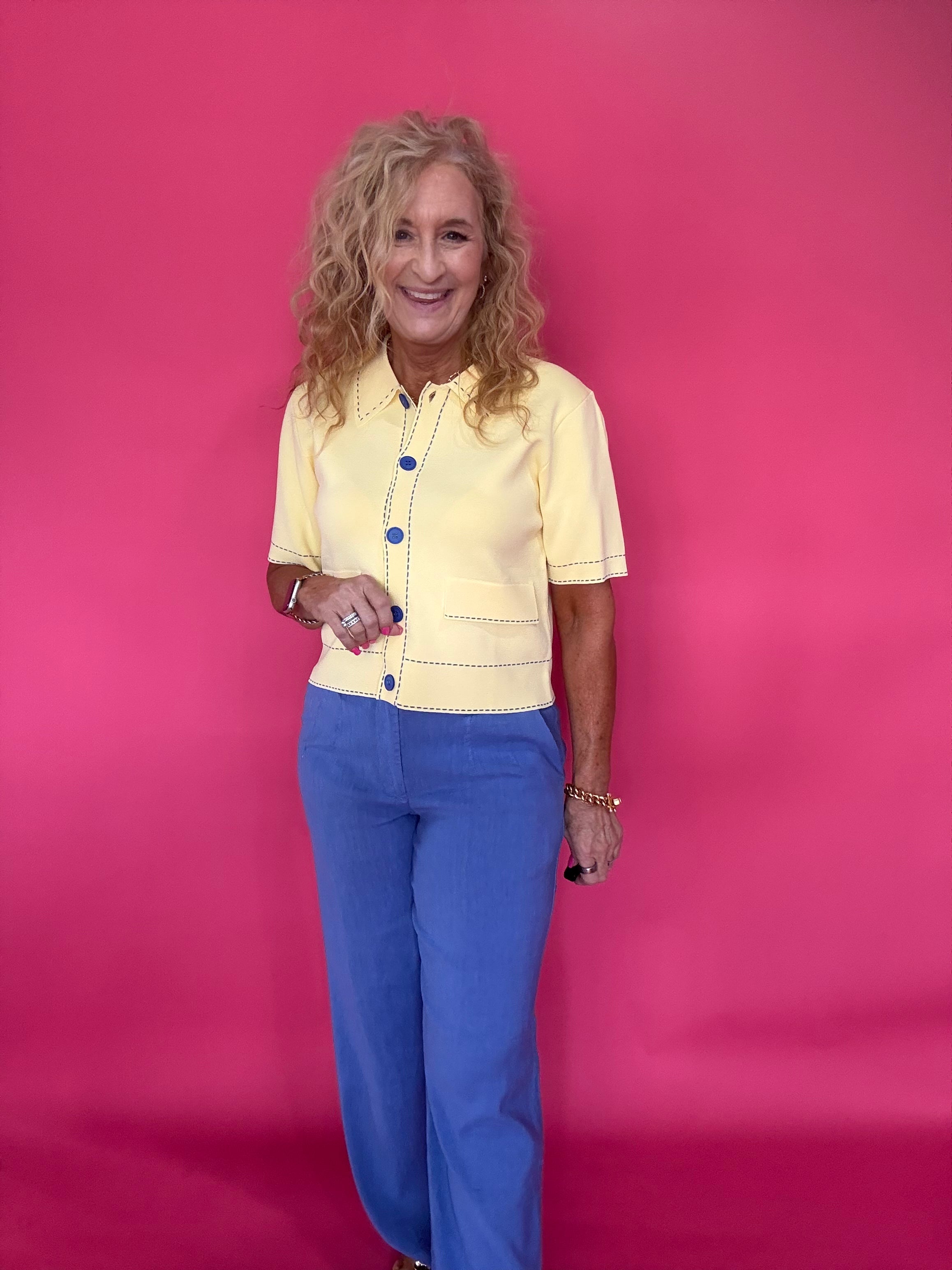 Sunlit Stitch Short Sleeve Knit Jacket in Yellow - Shabby 2 Chic Boutiques